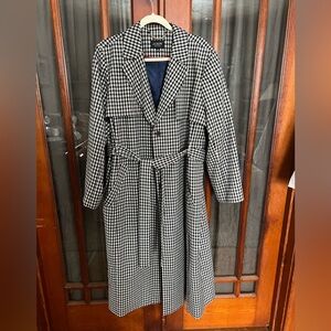 J. Crew Collection Harriet Lined Trench Coat Black Plaid Jacket Like New!